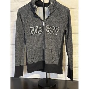 Guess Speckled Zip Hoodie – Women's Large – Black & Gray